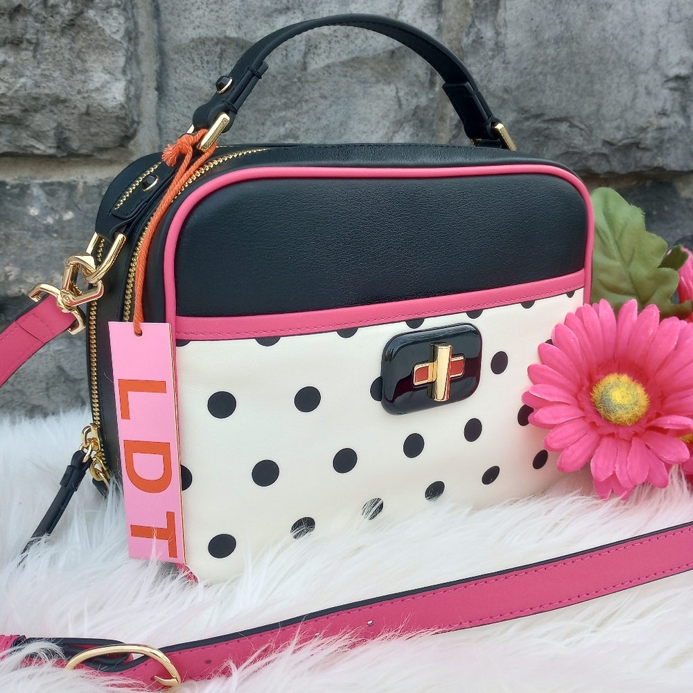 LDT Jill Lunchbox Polka Dot Crossbody Bag